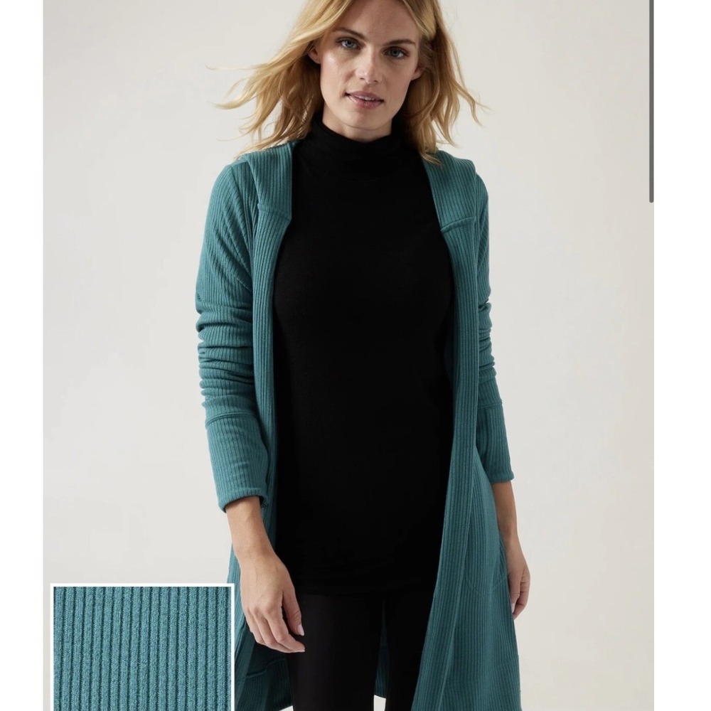 Athleta Harmony Wrap 
Borealis Green Size‎ Medium Heavy Weight Duster Cardigan